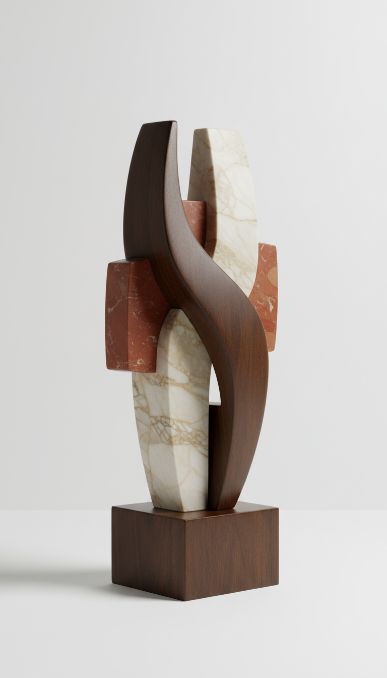 Dark Sandalwood and Marble Object