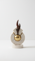 Gallery White Marble and Brass Sculpture